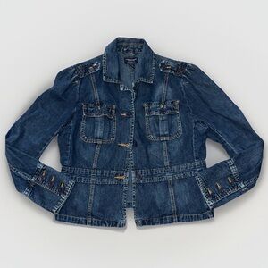 Y2K American Eagle 100% Cotton Denim Military Utility Jacket